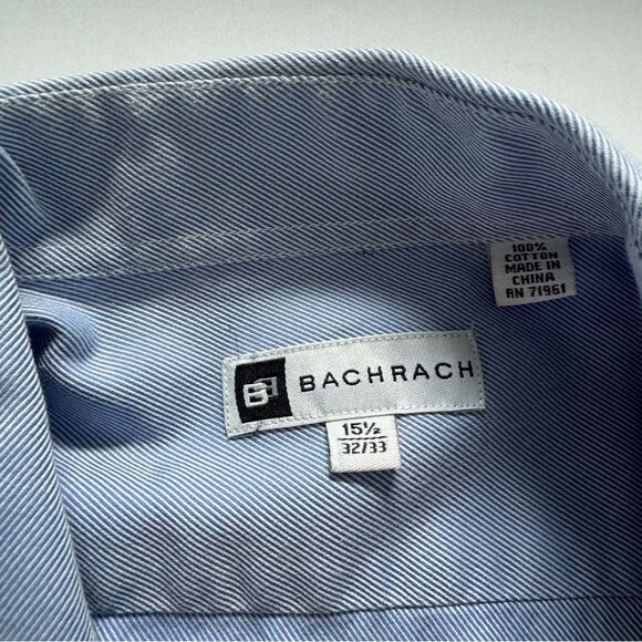 Bachrach Blue Button Down Long Sleeve Shirt Size 15.5 - Picture 2 of 4